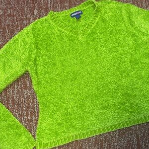 Vintage Limited Too Lime Green V-Neck crop Sweater chartreuse grail sweater XS